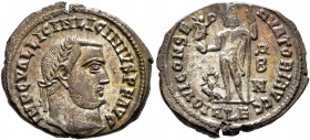 Licinius I, 308-324. Follis (Silvered bronze, 21 mm, 3.57 g, 6 h), Alexandria, 315. IMP C VAL LIC LICINIVS P F AVG Laureate head of Licinius I to righ...