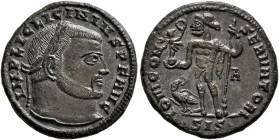 Licinius I, 308-324. Follis (Bronze, 20 mm, 3.73 g, 7 h), Siscia, 315-316. IMP LIC LICINIVS P F AVG Laureate, draped and cuirassed bust of Licinius I ...