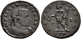 Licinius I, 308-324. Follis (Bronze, 20 mm, 3.94 g, 6 h), Treveri, 316. IMP LICINIVS P F AVG Laureate, draped and cuirassed bust of Licinius I to righ...