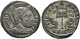 Licinius I, 308-324. Follis (Silvered bronze, 20 mm, 3.22 g, 7 h), Siscia, 320. IMP LIC-INIVS AVG Cuirassed bust of Licinius I to right, wearing crest...