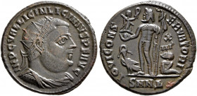 Licinius I, 308-324. Follis (Bronze, 19 mm, 3.54 g, 6 h), Nicomedia, 321-324. IMP C VAL LICIN LICINIVS P F AVG Radiate, draped and cuirassed bust of L...