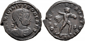 Licinius II, Caesar, 317-324. Follis (Bronze, 20 mm, 2.48 g, 6 h), Arelate, 317. [VAL] LICINIVS NOB CAES Laureate, draped and cuirassed bust of Licini...