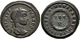 Licinius II, Caesar, 317-324. Follis (Bronze, 20 mm, 3.83 g, 1 h), Siscia, 320-321. LICINIVS IVN NOB C Laureate head of Licinius II to right. Rev. CAE...
