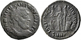 Martinian, usurper, 324. Follis (Bronze, 20 mm, 2.79 g, 5 h), Nicomedia. D N M MARTINIANO P F AVG Radiate, draped and cuirassed bust of Martinian to r...