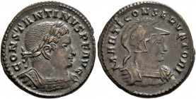 Constantine I, 307/310-337. Follis (Bronze, 23 mm, 4.71 g, 6 h), Treveri, 310-313. CONSTANTINVS P F AVG Laureate and cuirassed bust of Constantine I t...