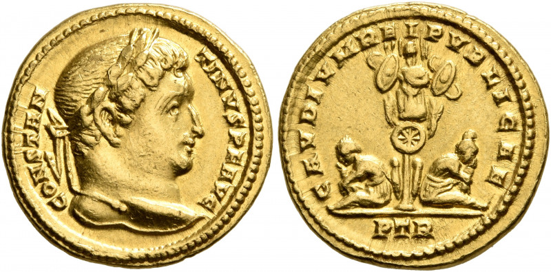 Constantine I, 307/310-337. Solidus (Gold, 18 mm, 4.54 g, 6 h), Treveri, 312-313...