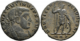 Constantine I, 307/310-337. Follis (Bronze, 21 mm, 4.36 g, 6 h), Aquileia, 312-313. CONSTANTINVS P F AVG Laureate and cuirassed bust of Constantine I ...