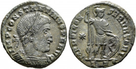 Constantine I, 307/310-337. Follis (Bronze, 19 mm, 2.43 g, 12 h), Ticinum, 313. IMP CONSTANTINVS P F AVG Laureate and cuirassed bust of Constantine I ...