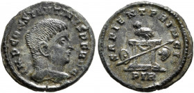Constantine I, 307/310-337. 1/4 Follis (Bronze, 9 mm, 1.11 g, 12 h), Treveri, 313-315. IMP CONSTANTINVS P F AVG Bare head of Constantine I to right. R...