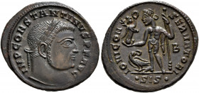 Constantine I, 307/310-337. Follis (Bronze, 22 mm, 3.64 g, 12 h), Siscia, 315-316. IMP CONSTANTINVS P F AVG Laureate head of Constantine I to right. R...