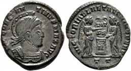 Constantine I, 307/310-337. Follis (Bronze, 18 mm, 2.62 g, 1 h), Ticinum, 318-319. IMP CONSTANTINVS MAX AVG Cuirassed bust of Constantine I to right, ...