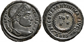 Constantine I, 307/310-337. Follis (Bronze, 19 mm, 3.12 g, 6 h), Siscia, 321-324. CONSTANTINVS AVG Laureate head of Constantine I to right. Rev. D N C...