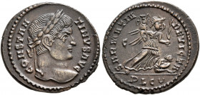 Constantine I, 307/310-337. Follis (Bronze, 20 mm, 3.66 g, 12 h), Lugdunum, 323-324. CONSTANTINVS AVG Laureate head of Constantine I to right. Rev. SA...