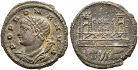 Commemorative Series, 330-354. Follis (Bronze, 14 mm, 1.18 g, 6 h), Constantinopolis, 330. POP ROMANVS Laureate and draped bust of the Genius Populi R...
