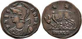Commemorative Series, 330-354. Follis (Bronze, 18 mm, 2.48 g, 12 h), Alexandria, 333-335. VRBS ROMA Helmeted and mantled bust of Roma to left. Rev. SM...