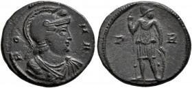 Commemorative Series, 330-354. Follis (Bronze, 16 mm, 2.01 g, 5 h), Rome, struck under Constantius II, circa 348. ROMA Helmeted, draped and cuirassed ...