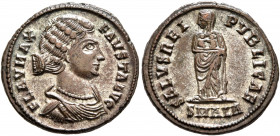 Fausta, Augusta, 324-326. Follis (Silvered bronze, 19 mm, 3.52 g, 11 h), Alexandria, 325-326. FLAV MAX FAVSTA AVG Draped bust of Fausta to right. Rev....