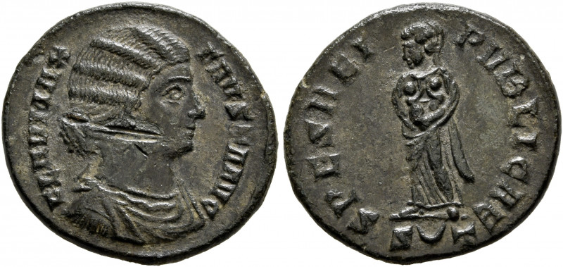 Fausta, Augusta, 324-326. Follis (Bronze, 20 mm, 3.00 g, 11 h), Ticinum, 326. FL...