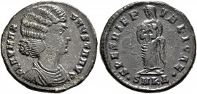 Fausta, Augusta, 324-326. Follis (Bronze, 19 mm, 2.88 g, 6 h), Cyzicus, 326-327. FLAV MAX FAVSTA AVG Draped bust of Fausta to right. Rev. SPES REI PVB...