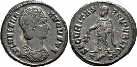 Helena, Augusta, 324-328/30. Follis (Bronze, 19.5 mm, 2.61 g, 5 h), Ticinum, 326. FL HELENA AVGVSTA Diademed and draped bust of Helena to right. Rev. ...