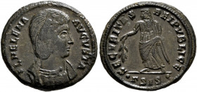 Helena, Augusta, 324-328/30. Follis (Bronze, 20 mm, 3.38 g, 12 h), Siscia, 326-327. FL HELENA AVGVSTA Diademed and mantled bust of Helena to right, we...
