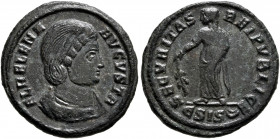 Helena, Augusta, 324-328/30. Follis (Bronze, 19.5 mm, 3.00 g, 12 h), Siscia, 328-329. FL HELENA AVGVSTA Diademed and mantled bust of Helena to right, ...