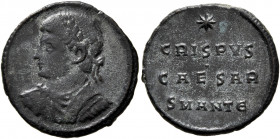 Crispus, Caesar, 316-326. Follis (Bronze, 18 mm, 2.13 g, 10 h), Antiochia, late 324-early 325. Laureate, draped and cuirassed bust of Crispus to left....