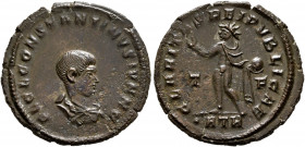 Constantine II, as Caesar, 316-337. Follis (Bronze, 21 mm, 2.79 g, 12 h), Treveri, 317. FL CL CONSTANTINVS IVN N C Bare-headed, draped and cuirassed b...