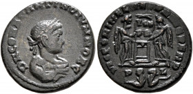 Constantine II, as Caesar, 316-337. Follis (Bronze, 17.5 mm, 2.81 g, 12 h), Lugdunum, 320. D N CONSTANTINVS IVN NOB C Laureate, draped and cuirassed b...