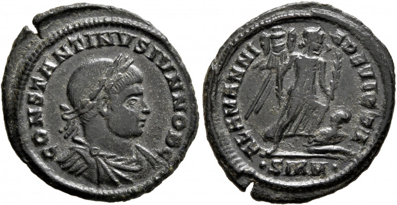 Constantine II, as Caesar, 316-337. Follis (Bronze, 21 mm, 3.09 g, 6 h), Sirmium...