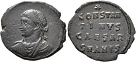 Constantine II, as Caesar, 316-337. Follis (Bronze, 19 mm, 2.18 g, 5 h), Antiochia, 324-325. Laureate, draped and cuirassed bust of Constantine II to ...