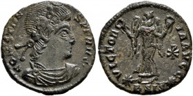 Constans, 337-350. Follis (Bronze, 15 mm, 1.57 g, 6 h), Siscia, 347. D N CONSTANS P F AVG Rosette-diademed, draped and cuirassed bust of Constans to r...