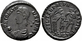 Constans, 337-350. Follis (Bronze, 21 mm, 4.00 g, 6 h), Siscia, 348-350. D N CONSTANS P F AVG Pearl-diademed, draped and cuirassed bust of Constans to...