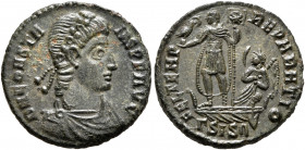 Constans, 337-350. Follis (Bronze, 18.5 mm, 2.45 g, 6 h), Siscia, 348-350. D N CONSTANS P F AVG Rosette-diademed, draped and cuirassed bust of Constan...