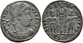 Constantius II, 337-361. Follis (Bronze, 17 mm, 1.53 g, 12 h), Siscia, 337-340. CONSTANTIVS P F AVG Laureate, draped and cuirassed bust of Constantius...