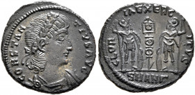 Constantius II, 337-361. Follis (Bronze, 16 mm, 2.00 g, 5 h), Antiochia, 337-347. CONSTANTIVS AVG Laureate, draped and cuirassed bust of Constantius I...