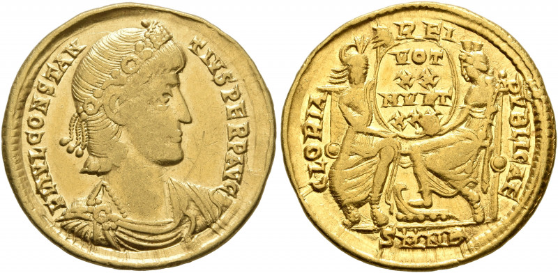 Constantius II, 337-361. Solidus (Gold, 21 mm, 4.54 g, 12 h), Nicomedia, 342/3 o...