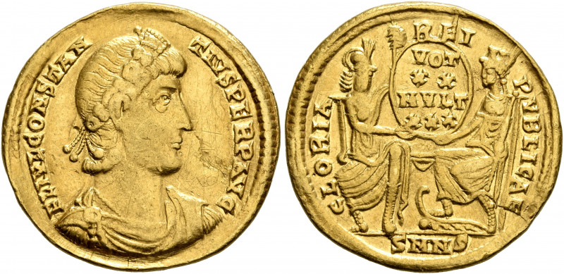 Constantius II, 337-361. Solidus (Gold, 21 mm, 4.25 g, 12 h), Nicomedia, 342/3 o...