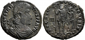 Constantius II, 337-361. Follis (Bronze, 23.5 mm, 4.87 g, 11 h), Siscia, 350-351. D N CONSTANTIVS P F AVG Laureate, draped and cuirassed bust of Const...