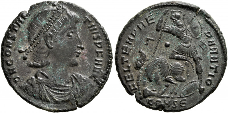 Constantius II, 337-361. Follis (Bronze, 23 mm, 5.00 g, 6 h), Constantinopolis, ...