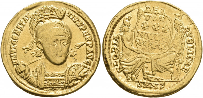 Constantius II, 337-361. Solidus (Gold, 21 mm, 4.26 g, 12 h), Nicomedia, 355-360...