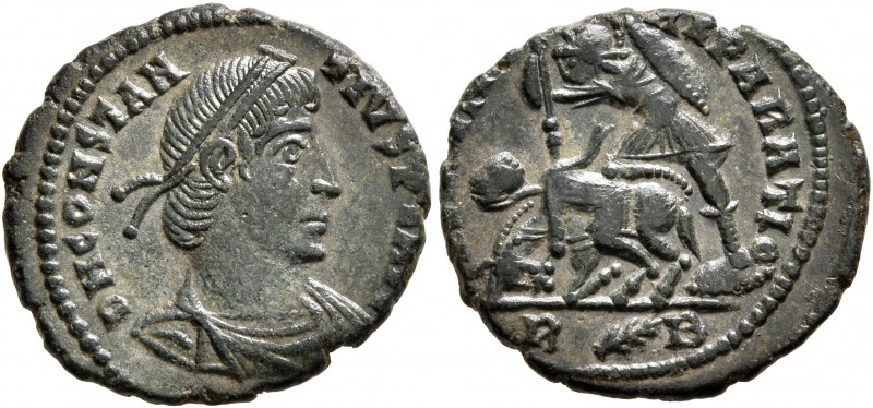 Constantius II, 337-361. Follis (Bronze, 18 mm, 2.59 g, 6 h), Rome, 355-357. D N...