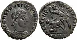 Constantius Gallus, Caesar, 351-354. Follis (Bronze, 18.5 mm, 2.07 g, 12 h), Sirmium, 351-354. D N CONSTANTIVS IVN NOB C Bare-headed and draped bust o...