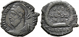 Julian II, 360-363. Follis (Bronze, 19.5 mm, 2.67 g, 5 h), Rome, 361-363. D N FL CL IVLIANVS P F AVG Pearl-diademed, cuirassed and helmeted bust of Ju...