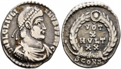 Julian II, 360-363. Siliqua (Silver, 18 mm, 2.06 g, 5 h), Arelate, 362-363. D N FL CL IVLIANVS P F AVG Pearl-diademed, draped and cuirassed bust of Ju...