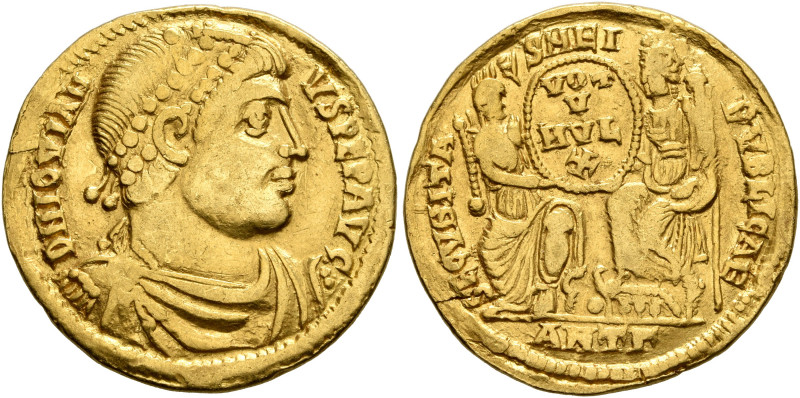Jovian, 363-364. Solidus (Gold, 22 mm, 4.05 g, 7 h), Antiochia. D N IOVIANVS PE ...