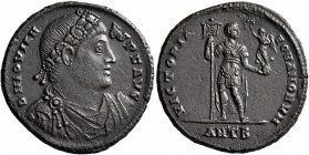Jovian, 363-364. Follis (Bronze, 27 mm, 8.74 g, 5 h), Antiochia. D N IOVIANVS P F AVG Laurel and rosette-diademed, draped and cuirassed bust of Jovian...
