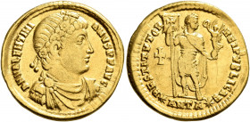 Valentinian I, 364-375. Solidus (Gold, 21.5 mm, 4.37 g, 6 h), Antiochia, 364. D N VALENTINIANVS P F AVG Rosette-diademed, draped and cuirassed bust of...