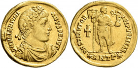Valentinian I, 364-375. Solidus (Gold, 21 mm, 4.47 g, 5 h), Antiochia, 364. D N VALENTINIANVS P F AVG Rosette-diademed, draped and cuirassed bust of V...