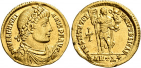Valentinian I, 364-375. Solidus (Gold, 21 mm, 4.37 g, 11 h), Antiochia, 364. D N VALENTINIANVS P F AVG Rosette-diademed, draped and cuirassed bust of ...